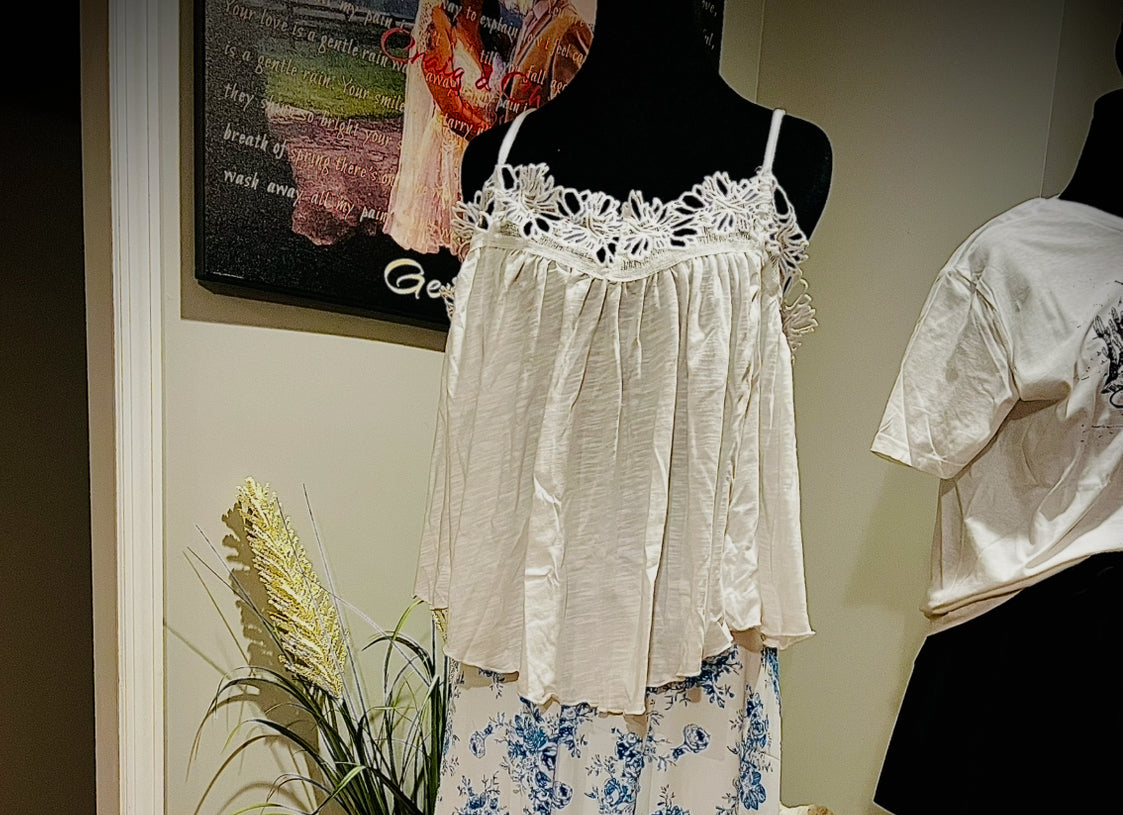 White spaghetti strapped top