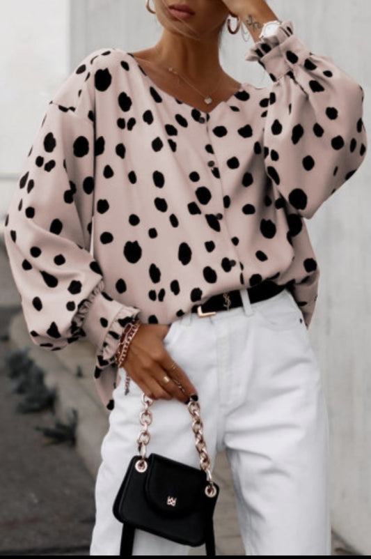 Pink ruffle cuffs blouse
